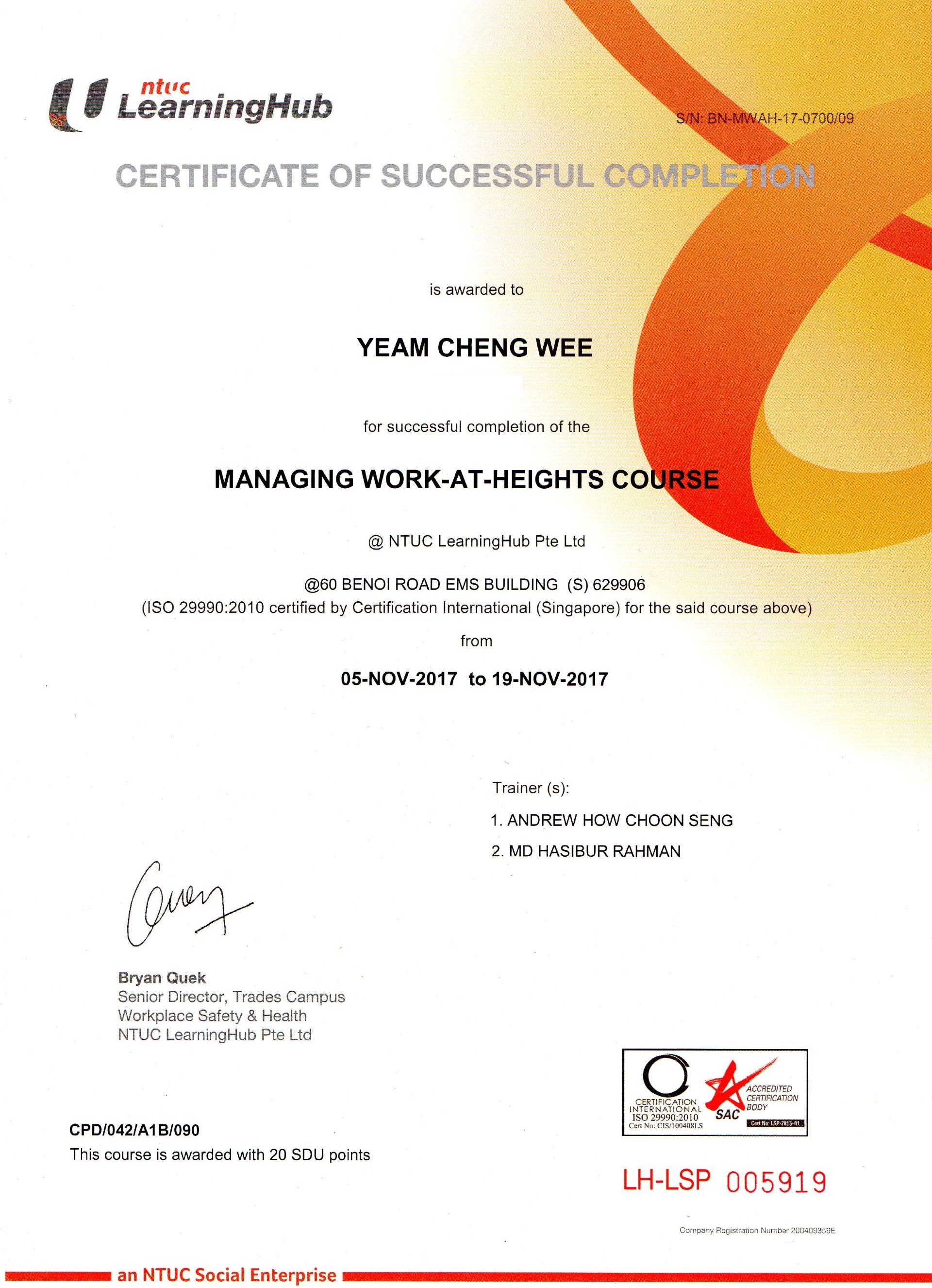 Managing Work-at-Heights Qualification