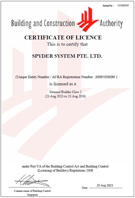 Spyder System previous BCA GB2 Licence
