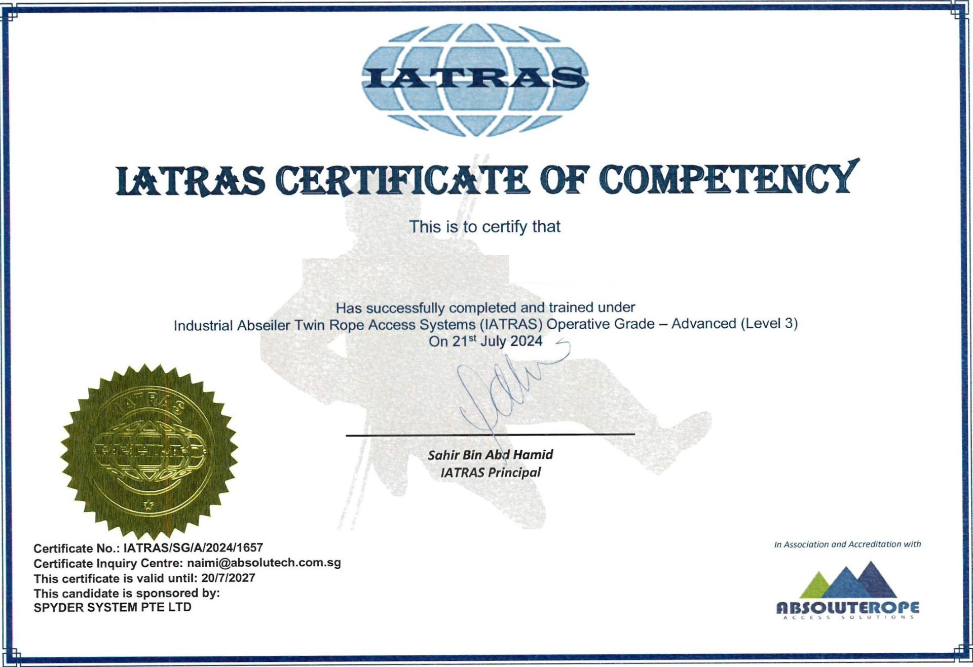 IATRAS Level 3 Rope Access Qualification
