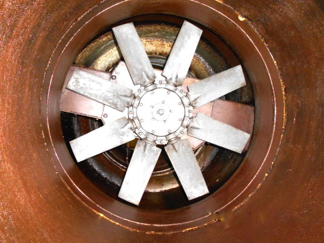 Kitchen exhaust fan and impeller after cleaning