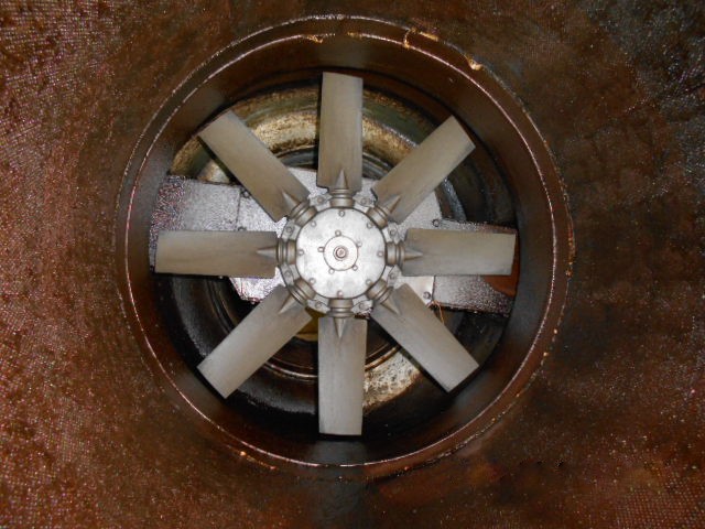 Kitchen exhaust fan and impeller before cleaning