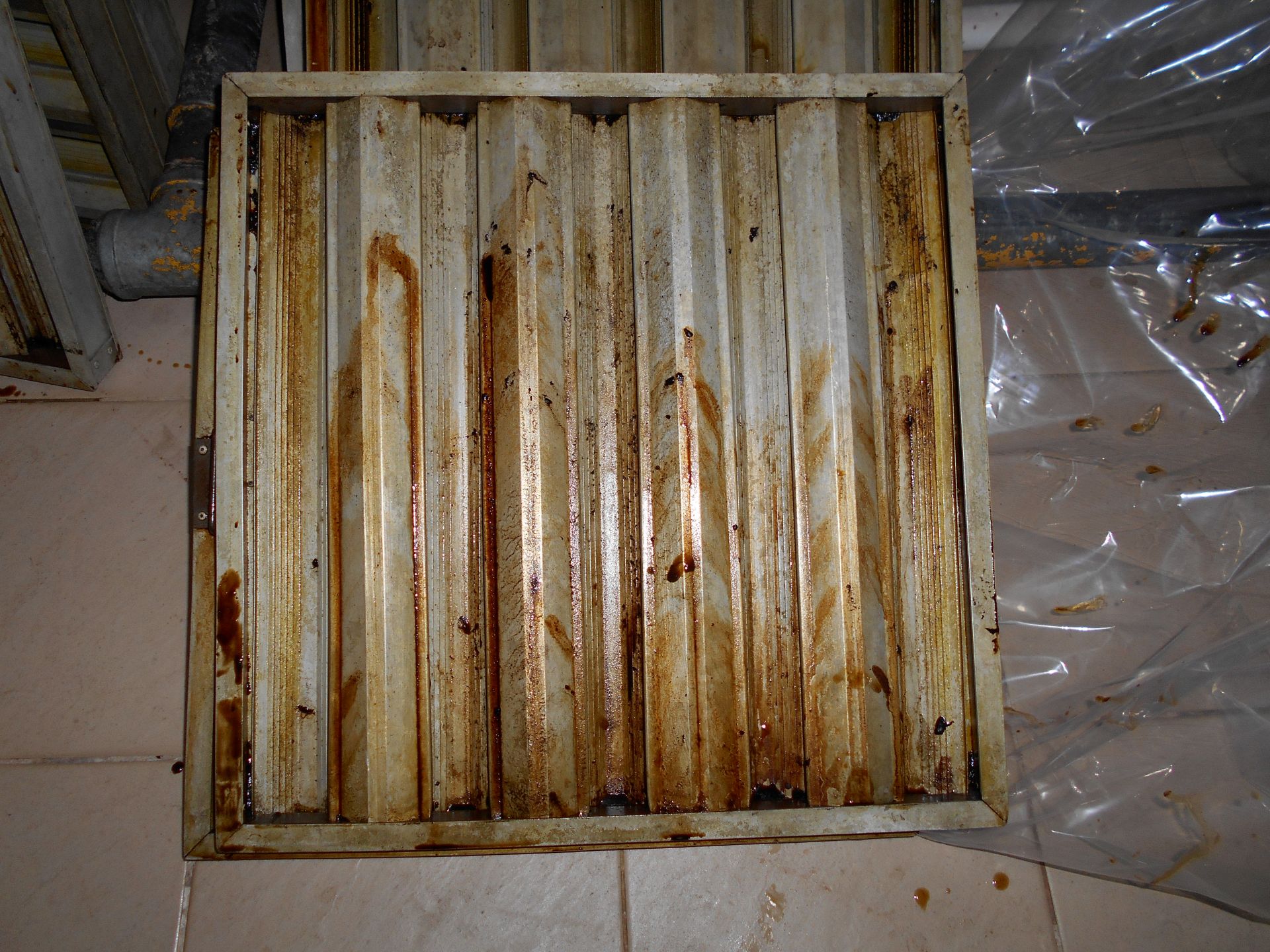 Kitchen grease filter before cleaning